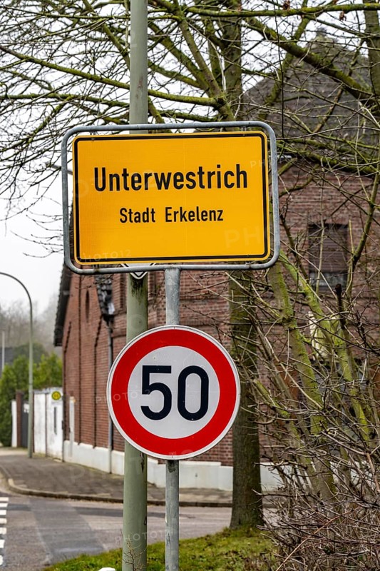 The village of Unterwestrich, originally intended to make way for the Garzweiler II open-cast lignite mine, remains standing after the coal compromise, but is largely abandoned and empty, North Rhine-Westphalia, Germany, Europe