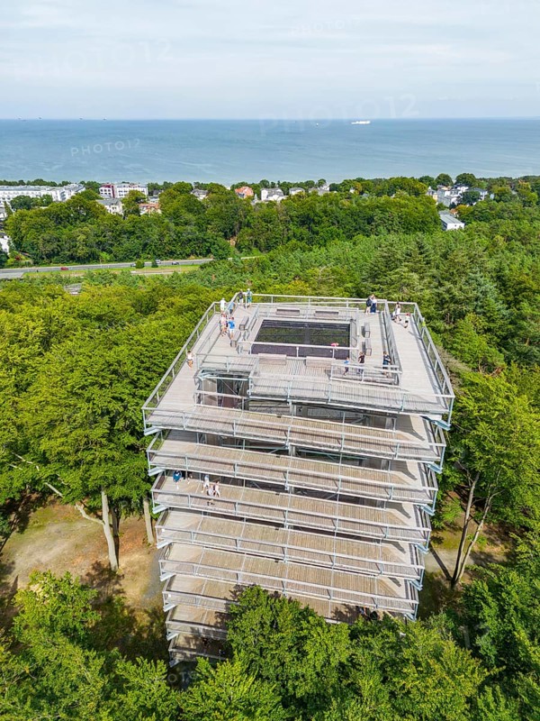 Aerial view, drone photo treetop walk, Baltic resort Heringsdorf, Usedom Island, Mecklenburg-Western Pomerania, Germany, Europe