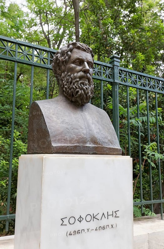Portrait bust of Sophocles, Greek tragedian, National Garden of Athens, Greece, Europe