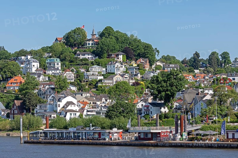 Houses, hill, Süllberg, jetty, Blankenese, Hamburg, Germany, Europe