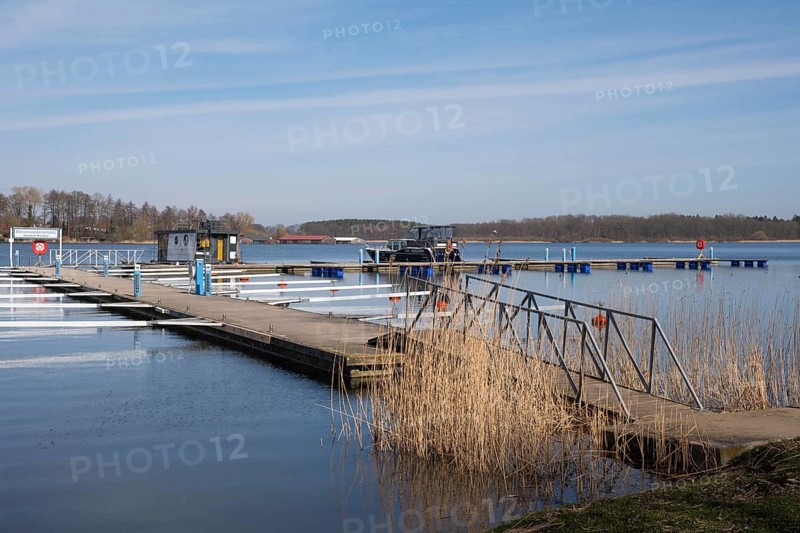 Water hiking rest area on Lake Malchow, Malchow, island town, Mecklenburg Lake District, Mecklenburg, Mecklenburg-Western Pomerania, Germany, Europe