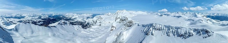 Aerial view, Alpine panorama, Snow-covered glacier plain, Plaine-Morte glacier, Bernese Alps, Switzerland, Europe