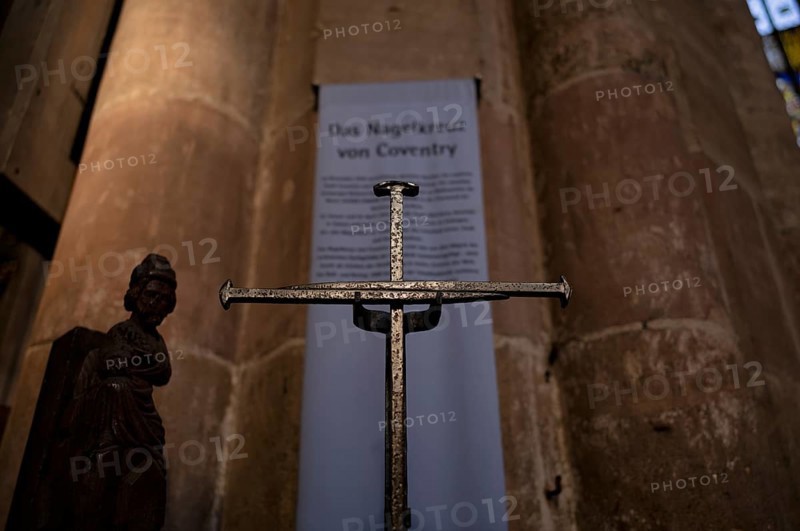 Interior view of the Coventry Cross of Nails, St Sebald, St. Sebaldus Church, Nuremberg, Franconia, Bavaria, Germany, Europe