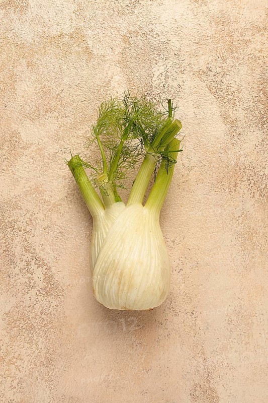 Fennel, bulb, dill root, fresh, top view
