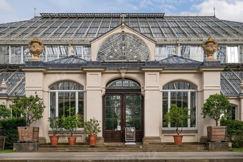 Entrance, Temperate House, largest Victorian glasshouse in the world, Royal Botanic Gardens (Kew Gardens), UNESCO World Heritage Site, Kew, Greater London, England, United Kingdom, Europe