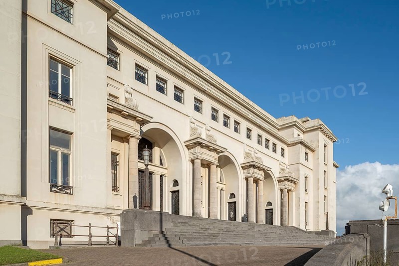 Thermae Palace Hotel, former coastal thermal baths, spa in Art Deco style from 1933 at seaside resort Ostend, Oostende, West Flanders, Belgium, Europe