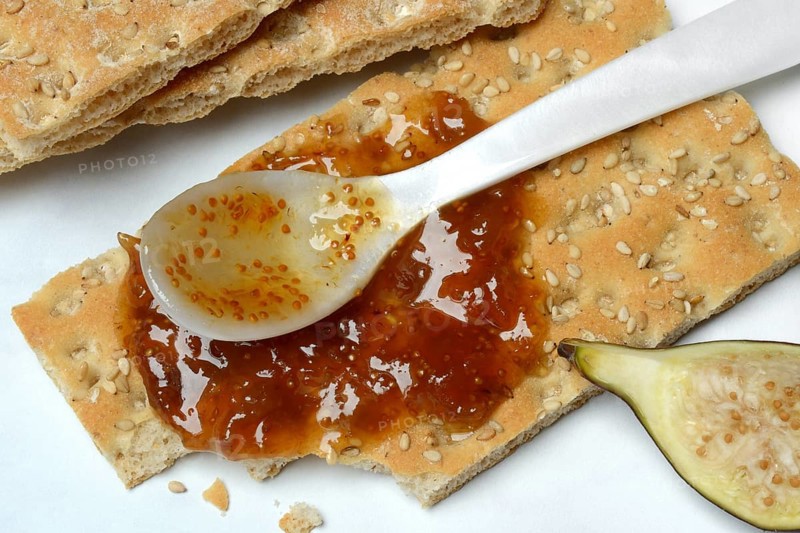 Fig jam on crispbread, Ficus carica