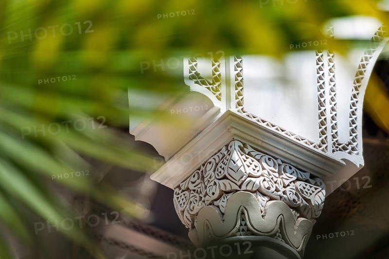Columns in Riad, Column, traditional, decorated, ornament, decoration, art, construction, building, house, architecture, oriental, arabic, orient, Marrakech, Morocco, Africa
