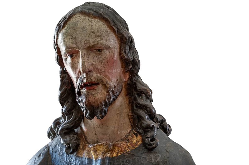Palmesel wooden figure around 1880, Christ detail on white ground, Dominican convent Wettenhausen, Swabia, Bavaria, Germany, Europe