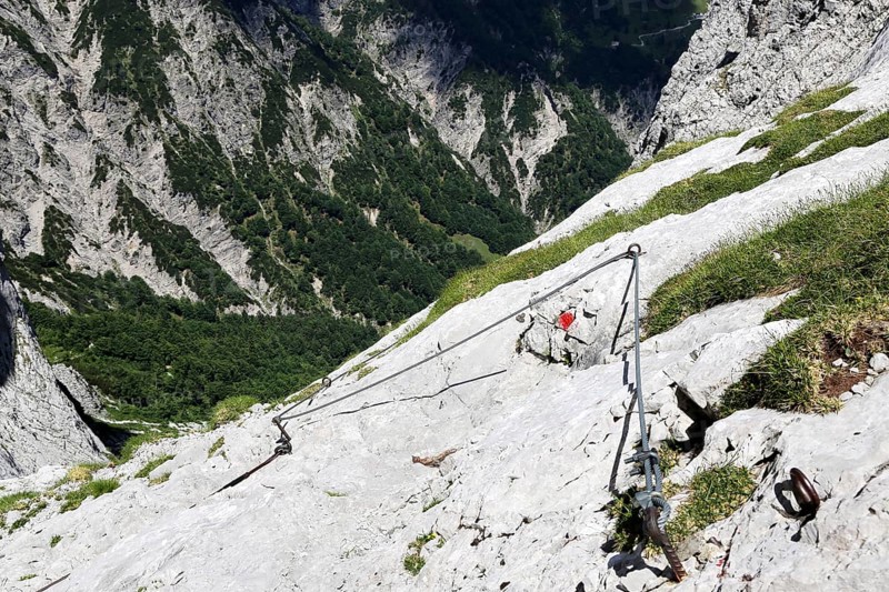 The Eggersteig in Tyrol, well-known hiking route and via ferrata in the Kaiser Mountains (Wilder Kaiser)