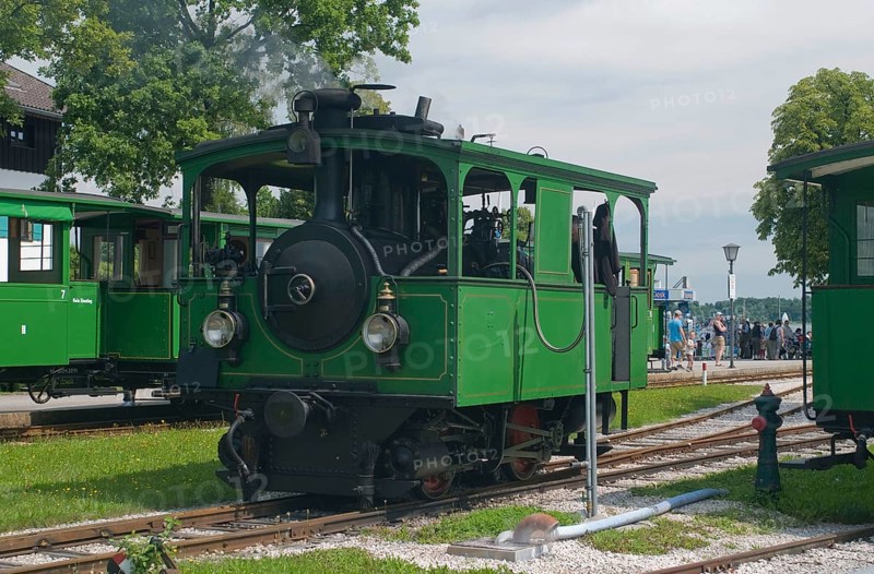 Europe, Germany, Bavaria, Chiemsee, Chiemgau, Prien-Stock, Chiemseebahn, narrow-gauge railway, steam locomotive from 1887, Prien, Bavaria, Germany, Europe