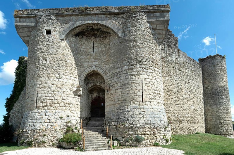 Billy. The entrance to a historic fortified castle, showcases medieval architecture from the 13th century, Allier, Auvergne-Rhone-Alpes, France, Europe