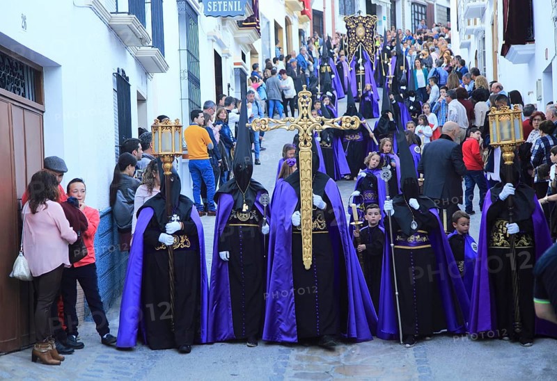 Easter Christian religious procession through streets of Setenil de las Bodegas, Cadiz province, Spain, Europe