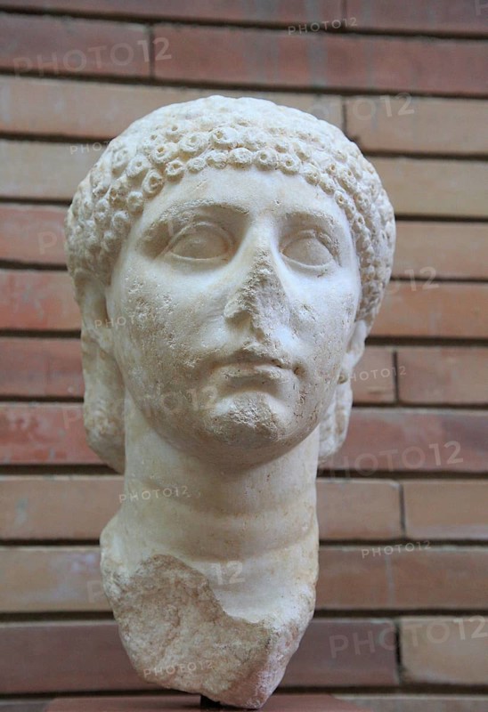 Bust of young woman, Museo Nacional de Arte Romano, national museum of Roman art, Merida, Extremadura, Spain 1st century AD