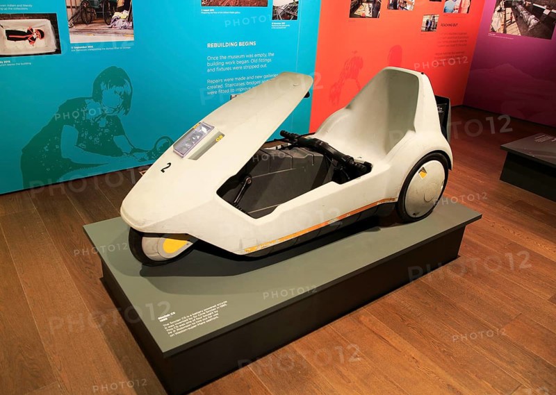 Sinclair C5 battery powered electric vehicle 1985, Weston-super-Mare museum, Somerset, England, UK