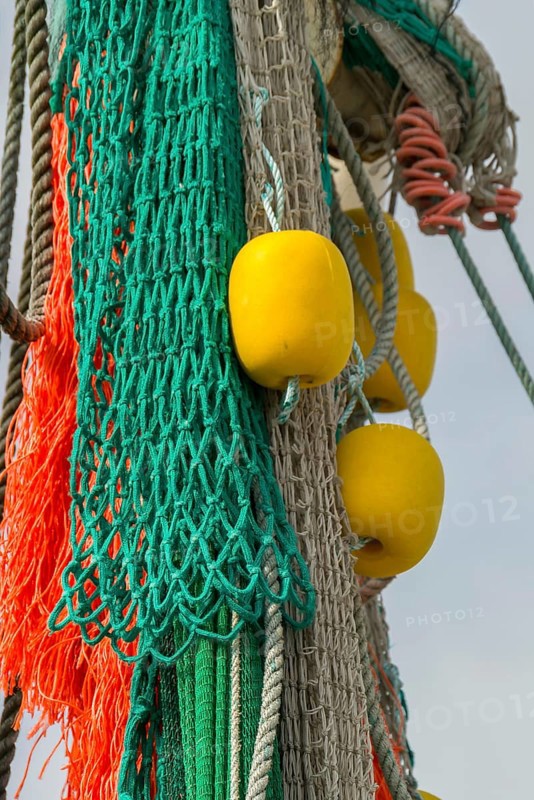 Fishing nets, floats and ropes, ropes, Friedrichskoog, Schleswig-Holstein, Germany, Europe