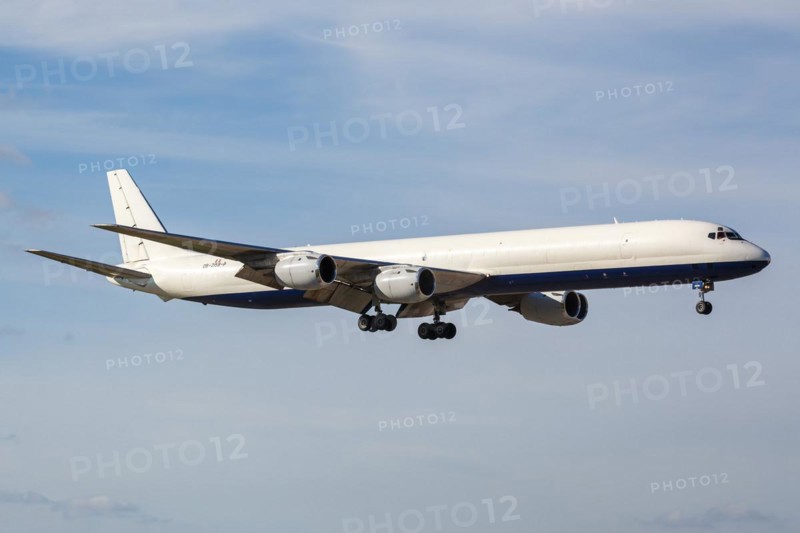 A Douglas DC-8-73 (CF) aircraft of Skybus Jet Cargo with the registration OB-2158-P at Miami Airport, USA, North America