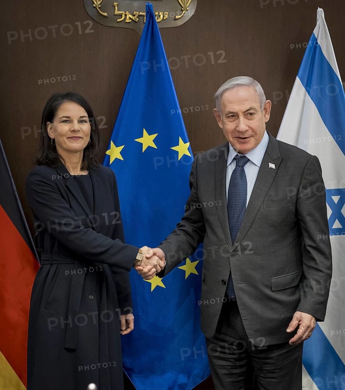 Annalena Bärbock (Alliance 90/The Greens), Federal Foreign Minister, photographed during her visit to Israel. Here she meets Israeli Prime Minister Benjamin Netanyahu. 'Photographed on behalf of the Federal Foreign Office'