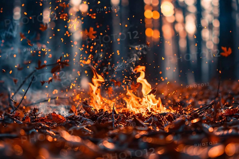 Fire burning in forest. Generative Ai, AI generated