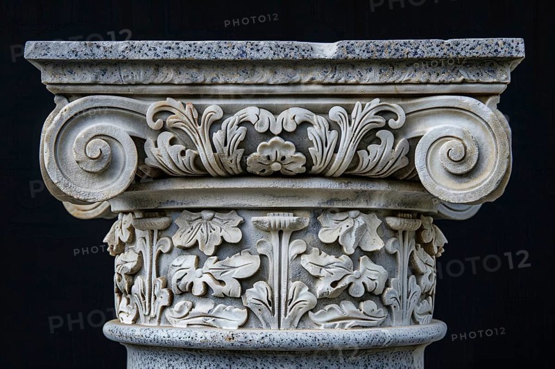 Greek column on black background. Generative Ai, AI generated