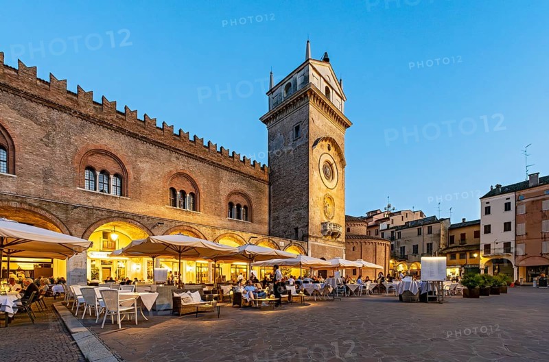 Torre Dell'Orologio and Palazzo della Ragione, Piazza delle Erbe, Mantua, Mantova, Italy, Europe