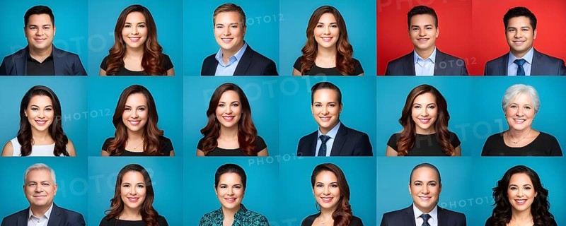 AI generated collection of headshots featuring a diverse range of smiling individuals
