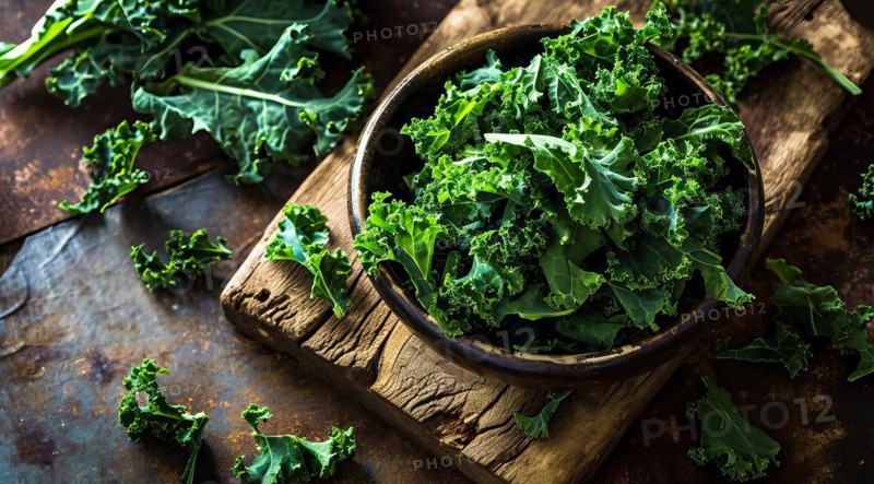 Nutritious vegetable kale salad leaves that provide big health benefits, AI generated