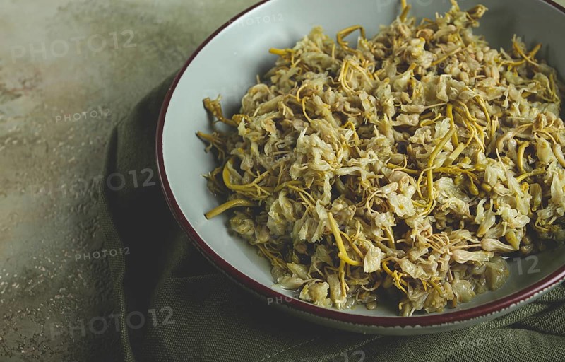 Jonjoli, Colchian klekachka, Georgian appetizer, pickled jonjoli, no people
