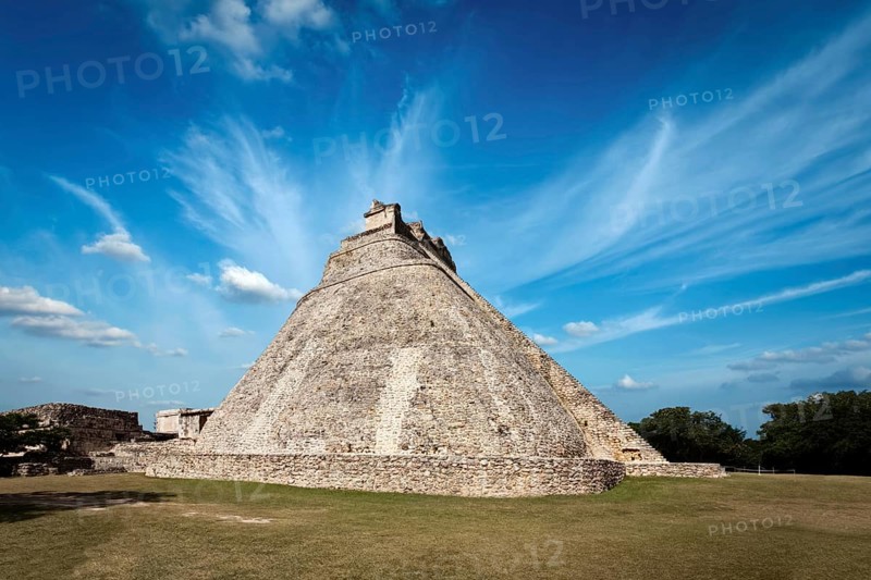 Ancient mayan pyramid (Pyramid of the Magician El Adivino) in Uxmal, Mexico, Central America