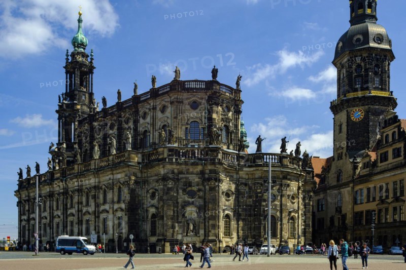 The Catholic Court Church, a baroque cathedral on Theatre Square between the Royal Palace and the Semper Opera House in the inner old town of Dresden, Saxony, Germany, for editorial use only, Europe
