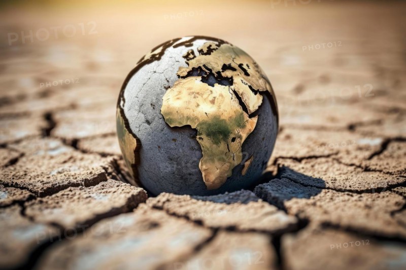 Dried planet, a concept of climate change, drought, and global warming and dry earth, AI generated