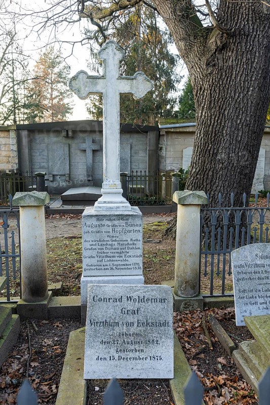 The Trinitatisfriedhof cemetery in Dresden's Johannstadt district is one of the city's burial grounds originally laid out as an epidemic cemetery alongside the Eliasfriedhof cemetery. Due to its artistic design, it is one of the most important cemeteries in Dresden in terms of urban and cultural history and is the fifth largest cemetery in the city. Karl Friedrich Graf Vitzthum von Eckstädt was a royal Saxon and later Austrian diplomat, Dresden, Saxony, Germany, Europe