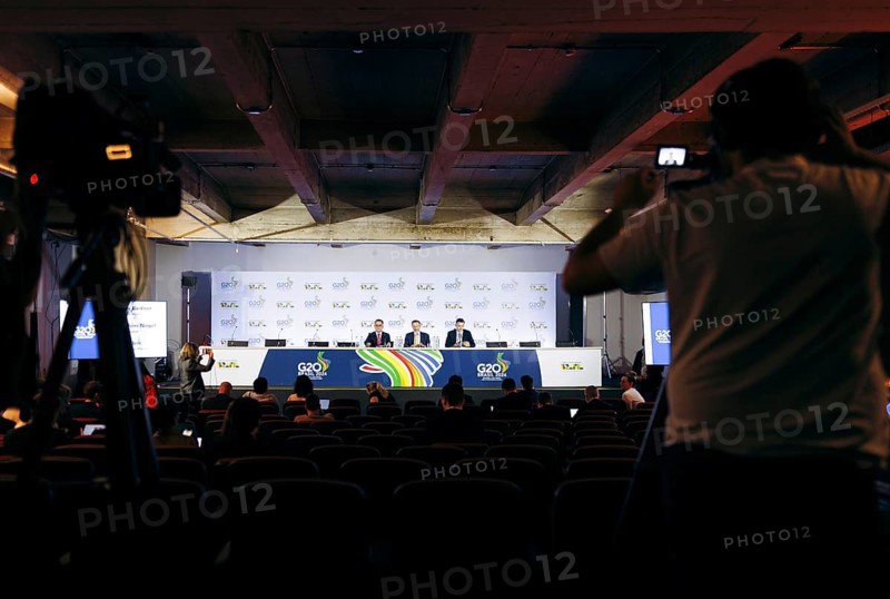 Christian Lindner (FDP), Federal Minister of Finance, and Joachim Nagel, President of the Deutsche Federal Bank, give a press conference at the G20, G7 Finance Ministers and Central Bank Governors Summit 2024, in Sao Paulo, 29 February 2024. Photographed on behalf of the Federal Ministry of Finance (BMF)