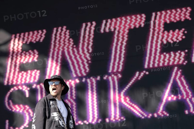 Adenau, Germany, 7 June 2024: Enter Shikari (Roughton Rou Reynolds, singer) play at Rock am Ring. The festival takes place at the Nürburgring race track near the town of Adenau from 7 to 9 June 2024, Europe