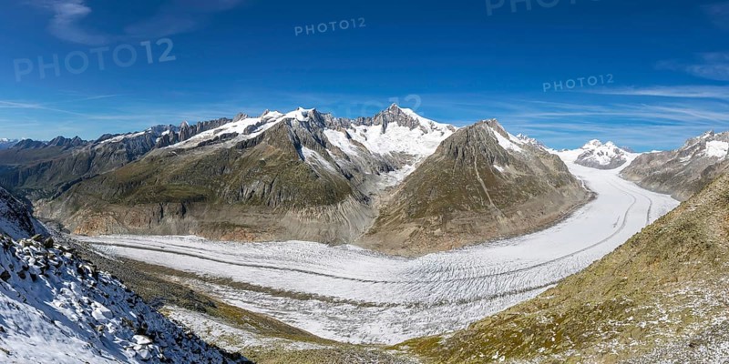 Aletsch glacier, glacier tongue, panorama, climate change, decline, global warming, ice, global climate, tourism, Aletsch Arena, Valais, Switzerland, Europe