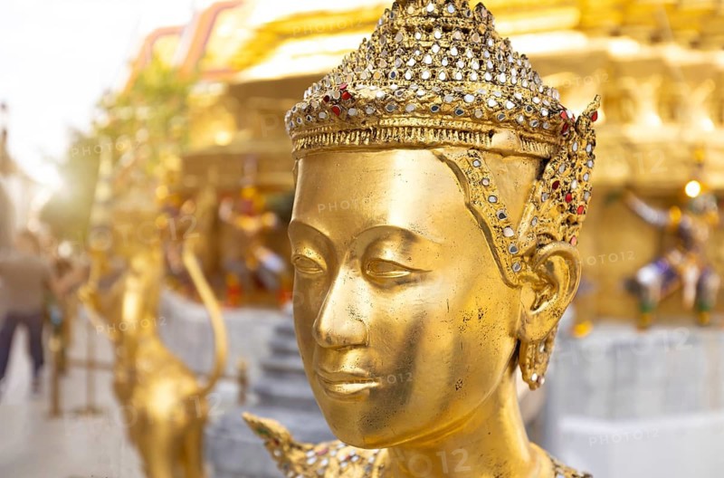Scenic golden temple of emerald buddha Wat Phra Kaew in Bangkok, Thailand, Asia