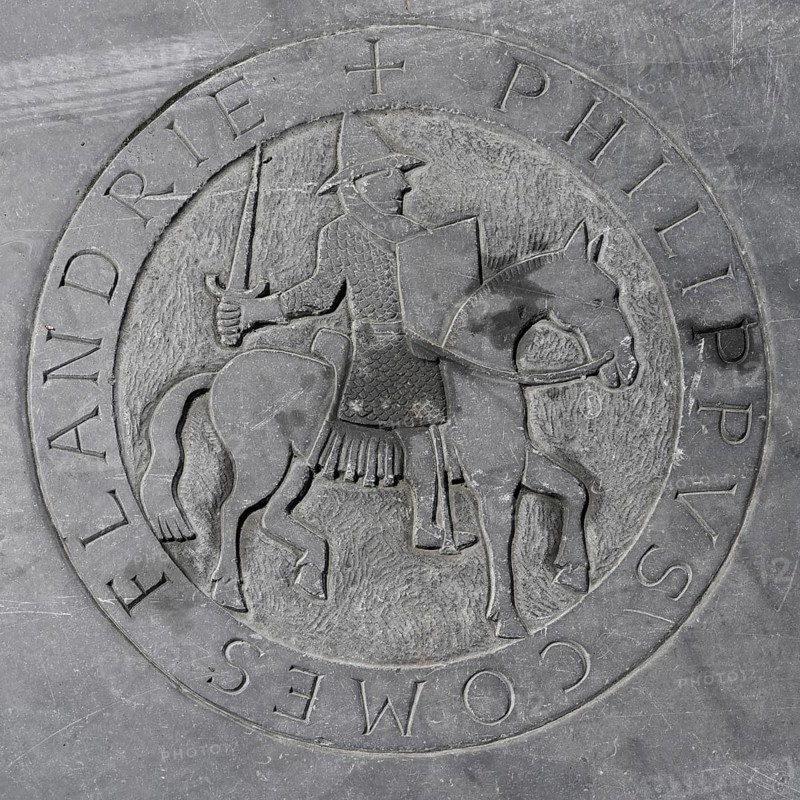Commemorative plaque of Philip I Count of Flanders in 12th century, Nieuwpoort, West Flanders, Belgium, Europe