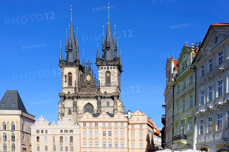 Towers of the Mother of God before Tyn Church, Old Town Square, Prague, Bohemia, Czech Republic, Europe
