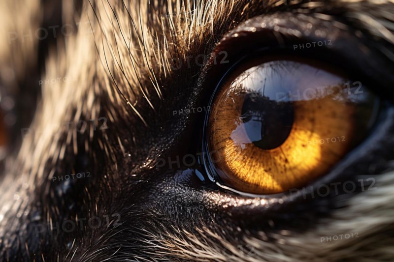 Close up of racoon eye. KI generiert, generiert, AI generated