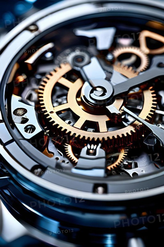 AI generated mechanical watch close up with shimmering digital component