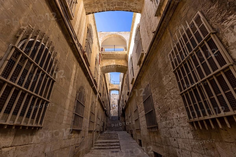 Jerusalem Old City Arab quarter near Church of Holy Sepulchre, Western Wall and Dome of the Rock