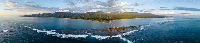 Panorama, aerial view, Marino Ballena National Park, Osa National Park, headland and sea of the South Pacific, Puntarenas Province, Osa, Costa Rica, Central America