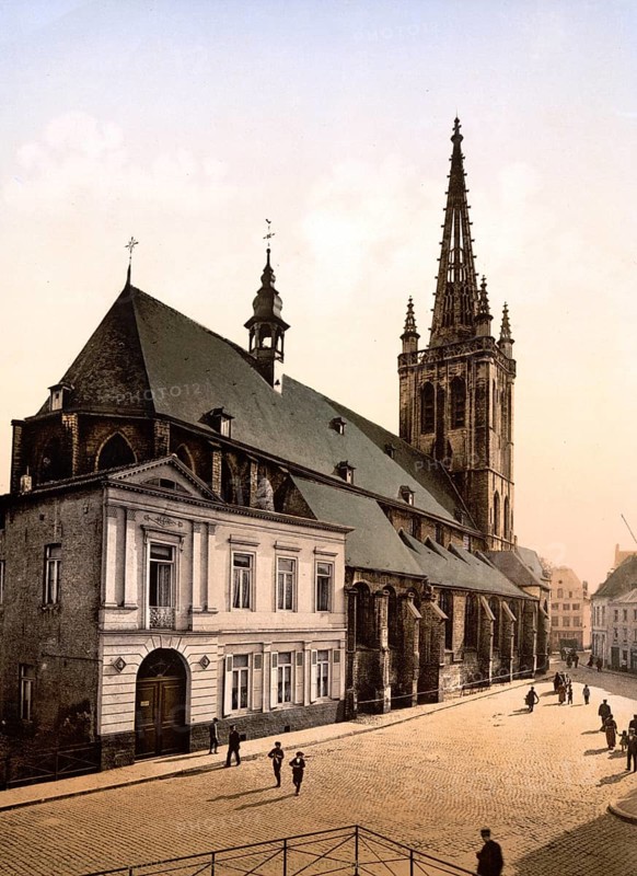 Sint Geertrui, St Gertrude or St Gertrudis, Gothic church and former abbey in Louvain, Leuven in the Flanders region, Belgium, ca 1895, Historical, digitally restored reproduction from a 19th century original, Record date not stated, Europe