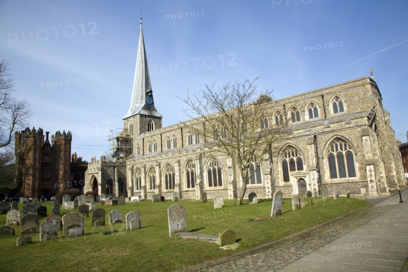 Church of St Mary, with medieval wood and lead spire, Hadleigh, Suffolk, England, UK