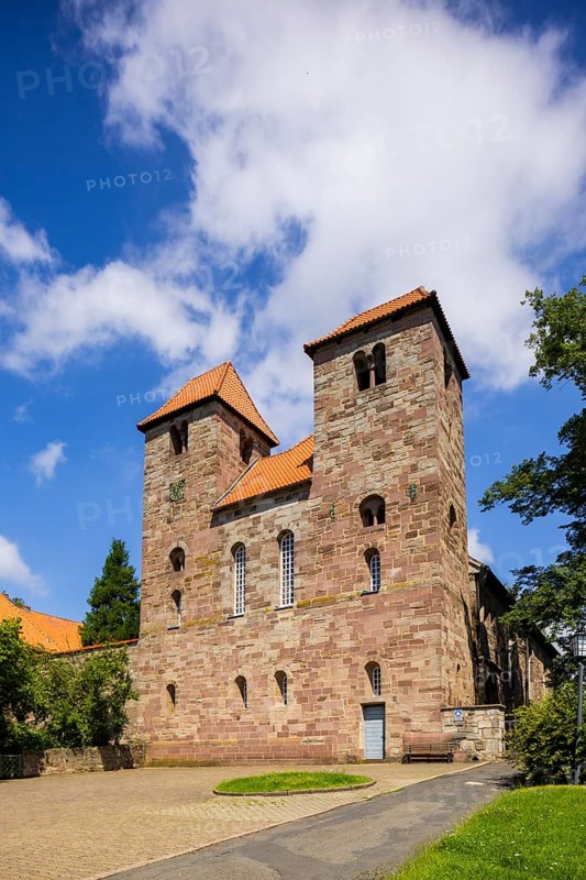 St Christopher's Church is the Protestant-Lutheran parish church in the village of Reinhausen in the district of Göttingen (Lower Saxony) . It stands on the sandstone rock of the Kirchberg above the village centre. The church was originally a castle chapel built by the Counts of Reinhausen in the 10th century. After the castle was converted into a collegiate monastery, it served as a church for this monastery and, from the 12th century, for the Benedictine monastery of Reinhausen that emerged from it. This is why it is still often referred to today as the Reinhausen monastery church, Church of St Christopher, Reinhausen, Lower Saxony, Germany, Europe