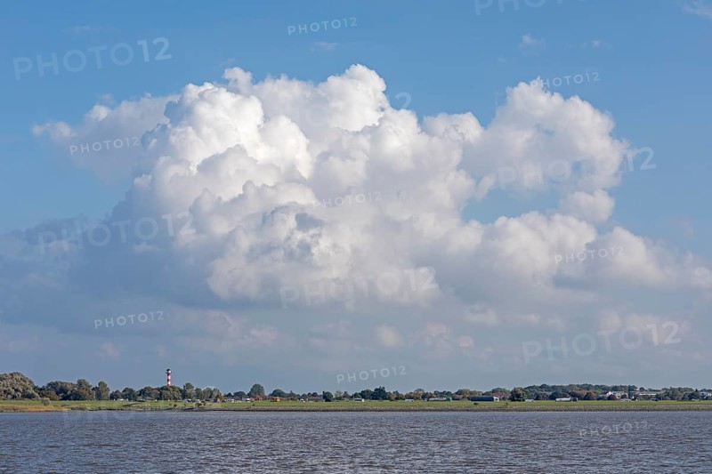 Lighthouse, clouds, Glückstadt, Elbe, Schleswig-Holstein, Germany, Europe