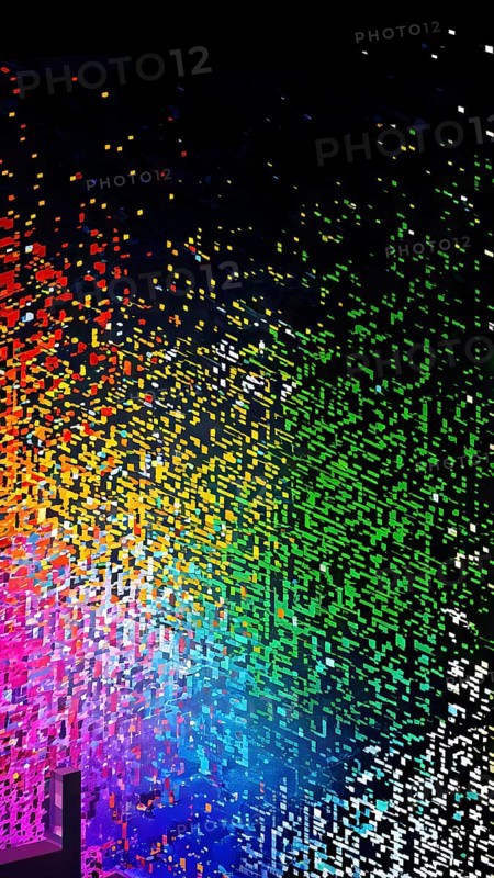 Abstract 3d pixel art technology themed pattern featuring random mosaic in vibrant hues, AI generated