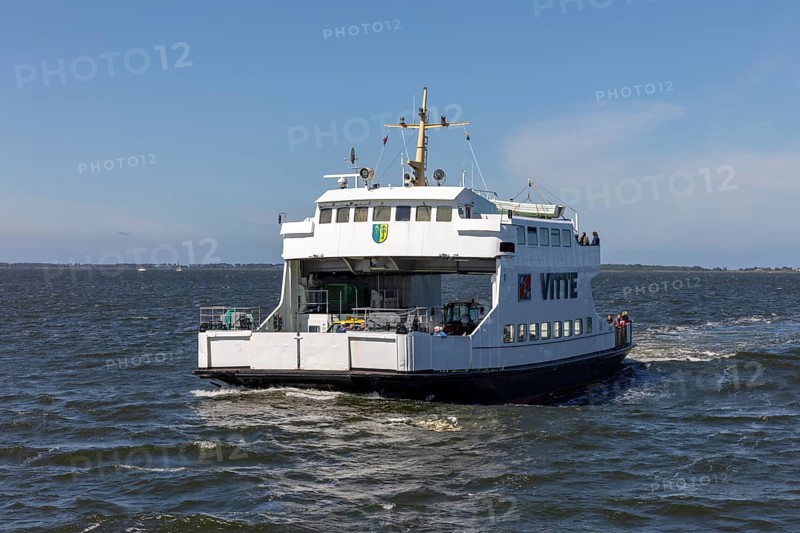 Ferry on the sea, blue sky, calm sea, Rügen, ferry, Hiddensee