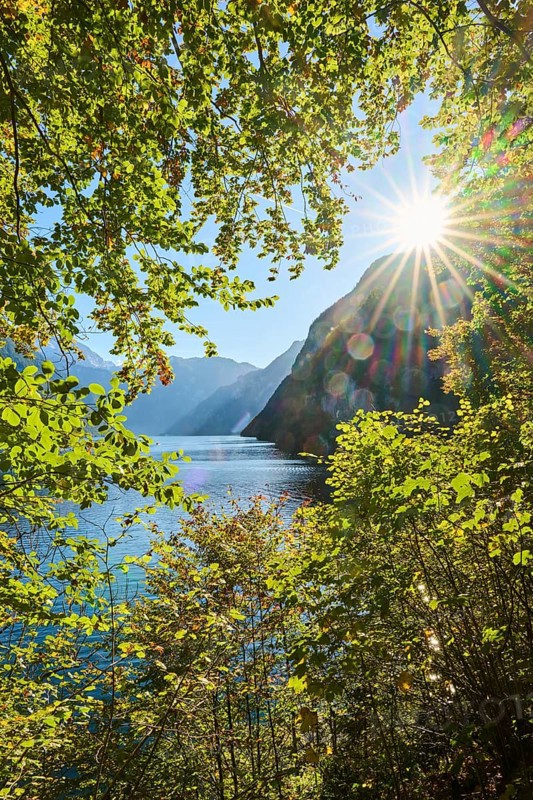Lake Koenigssee in autumn, Alps, Bavaria, Germany, Europe