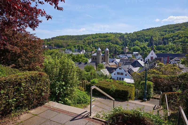 Stairs to the town centre of Bad Münstereifel, Eifel, Euskirchen district, North Rhine-Westphalia, Germany, Europe